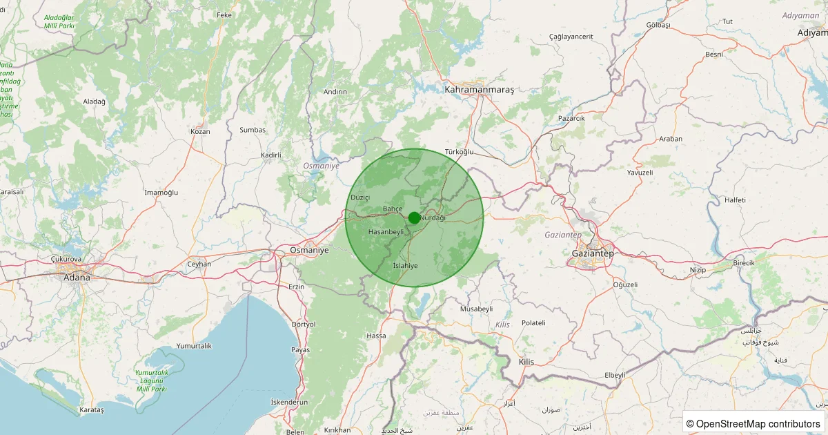 07 Ekim 2025 saat 05:16 - Bahçe - 1.10ML depreminin harita gösterimi