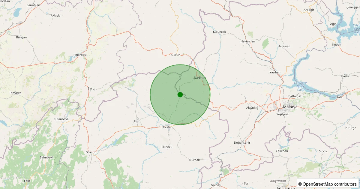07 Ekim 2025 saat 06:02 - Elbistan - 1.60ML depreminin harita gösterimi