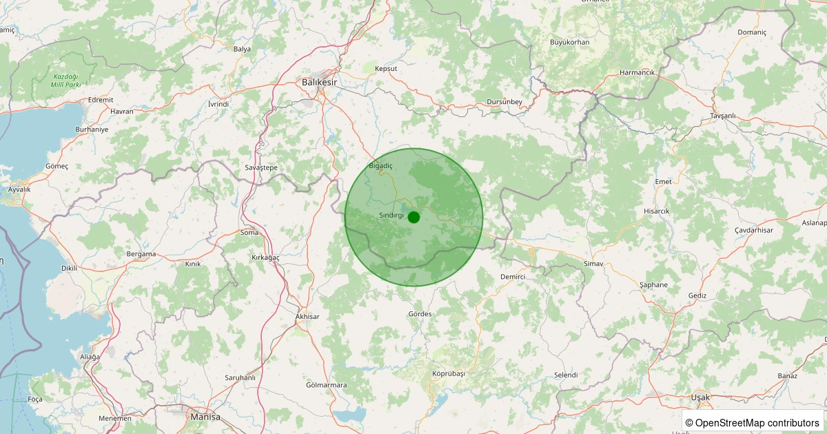 28 Ekim 2025 saat 10:56 - Sındırgı - Danaçayır - 2.20ml depreminin harita gösterimi