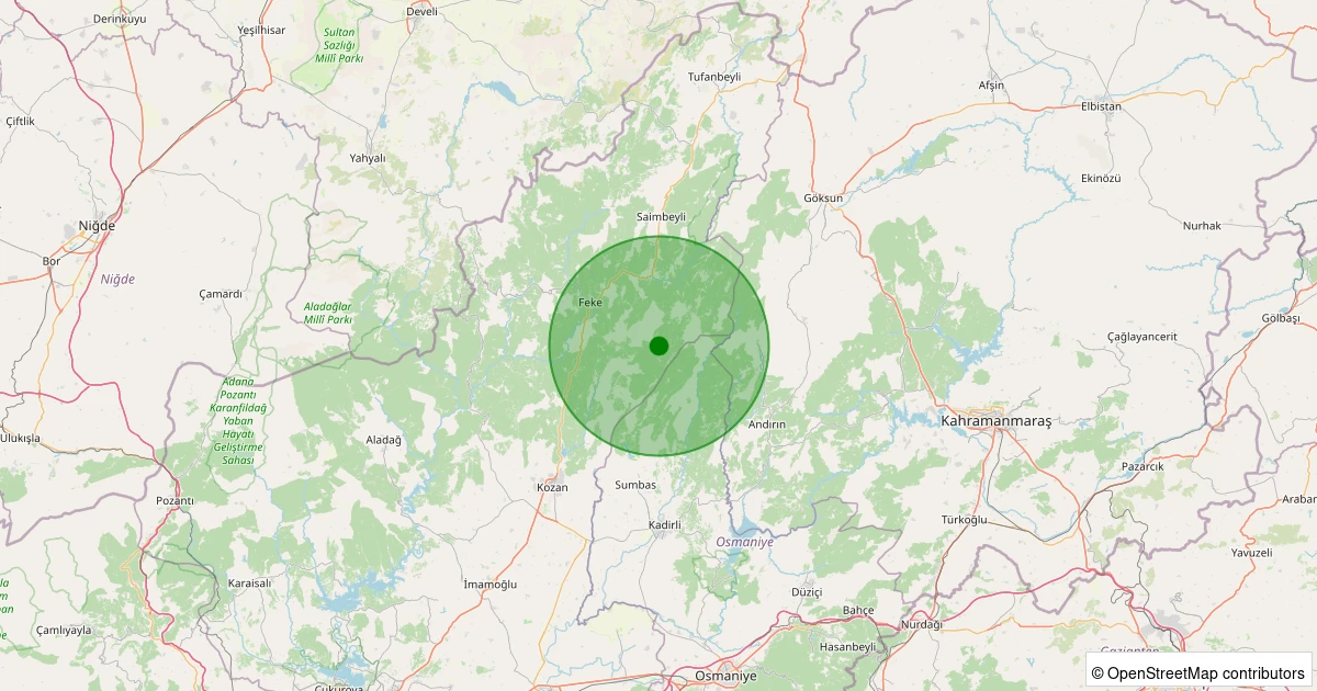 28 Ekim 2025 saat 10:01 - Kozan - Akçalıuşağı - 2.40ml depreminin harita gösterimi