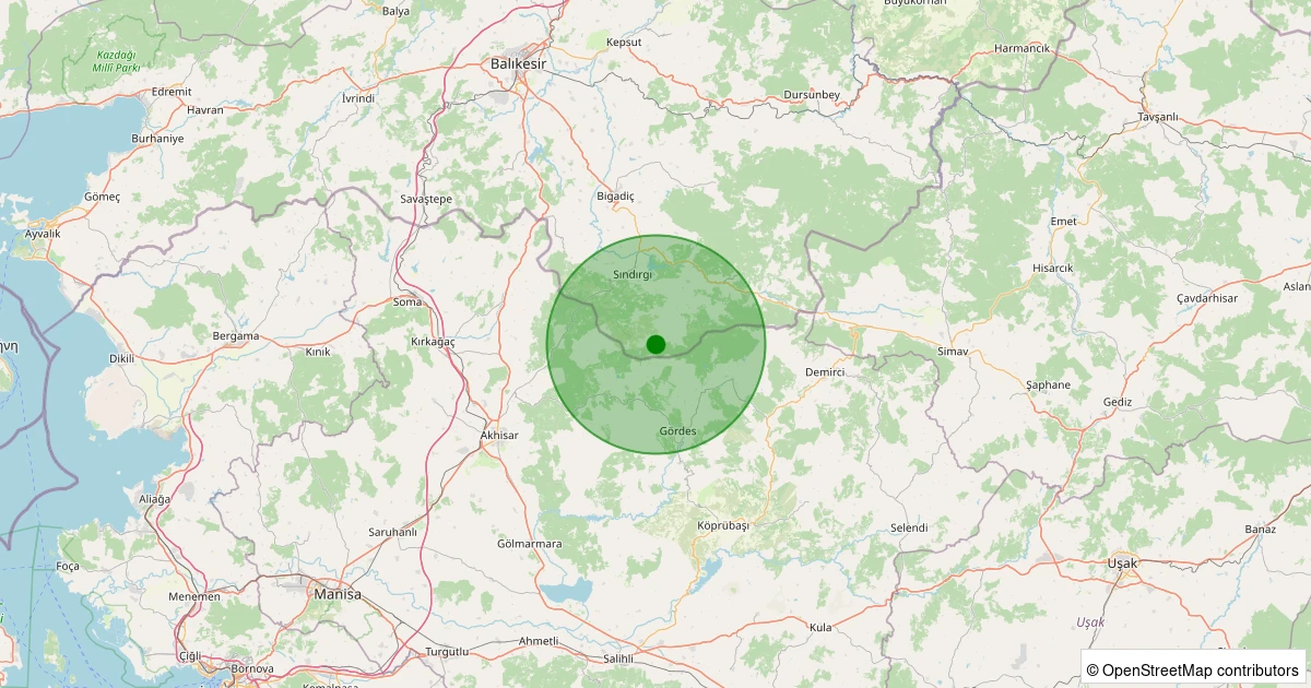28 Ekim 2025 saat 11:56 - Sındırgı - 2.00ml depreminin harita gösterimi