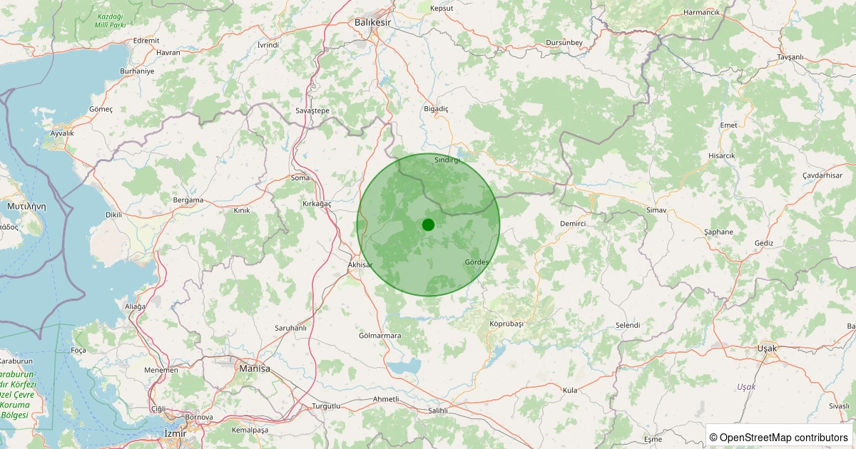 28 Ekim 2025 saat 16:27 - Akhisar - Hanpaşa Köyü - 1.90ml depreminin harita gösterimi