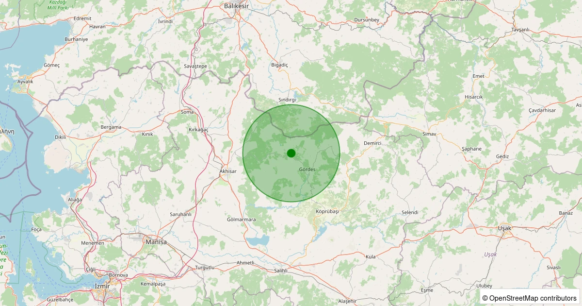 28 Ekim 2025 saat 16:36 - Gördes - Kabakoz - 3.20ml depreminin harita gösterimi