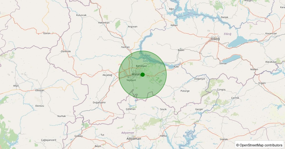 29 Ekim 2025 saat 01:41 - Battalgazi - Çamurlu Köyü - 0.80ml depreminin harita gösterimi