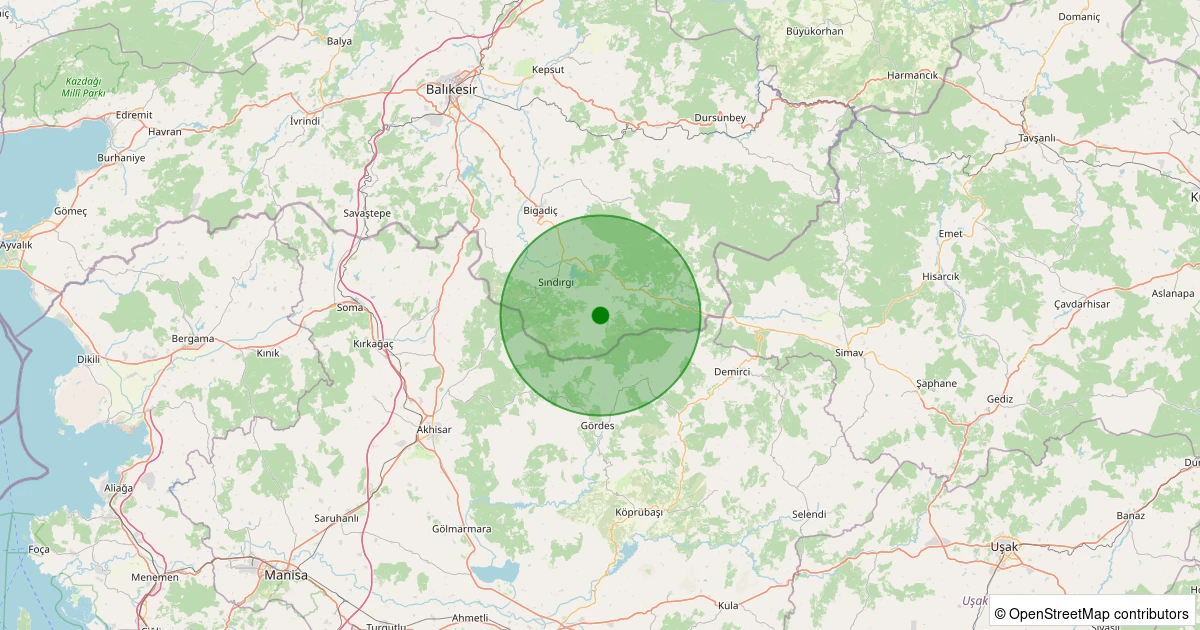 29 Ekim 2025 saat 05:56 - Sındırgı - Işıklar - 2.40ml depreminin harita gösterimi