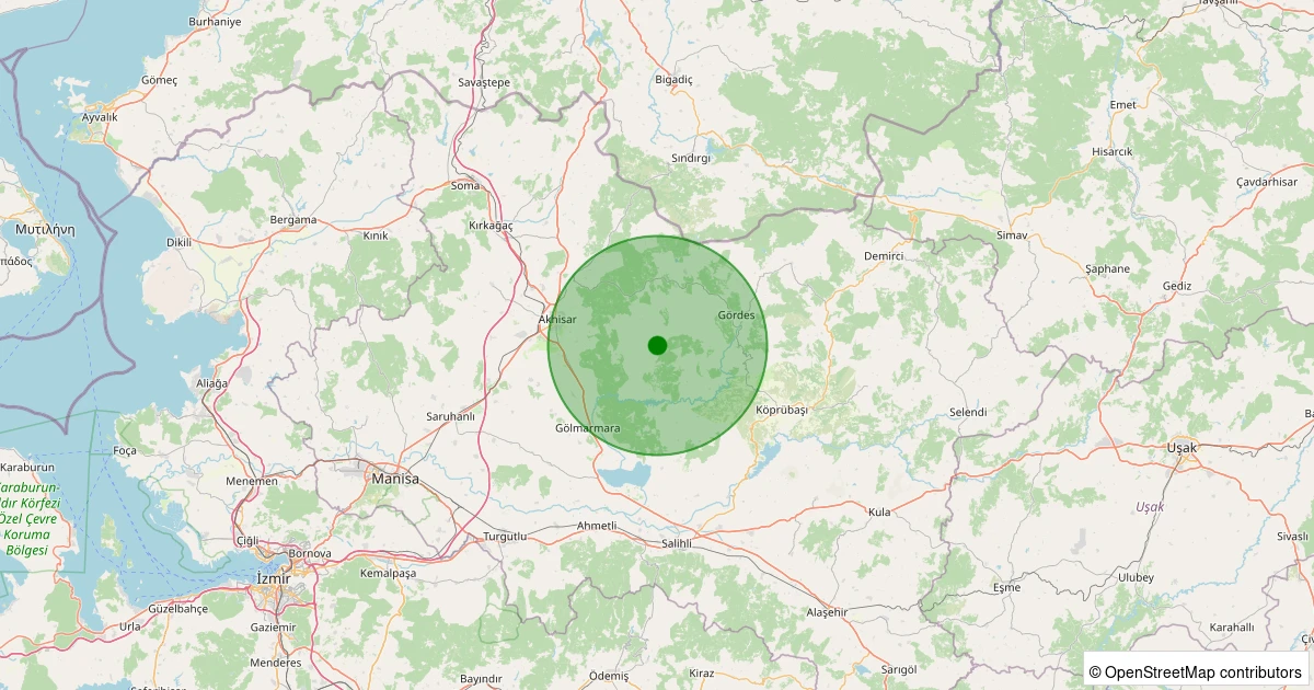 28 Ekim 2025 saat 22:26 - Gördes - Kayacık - 2.00ml depreminin harita gösterimi