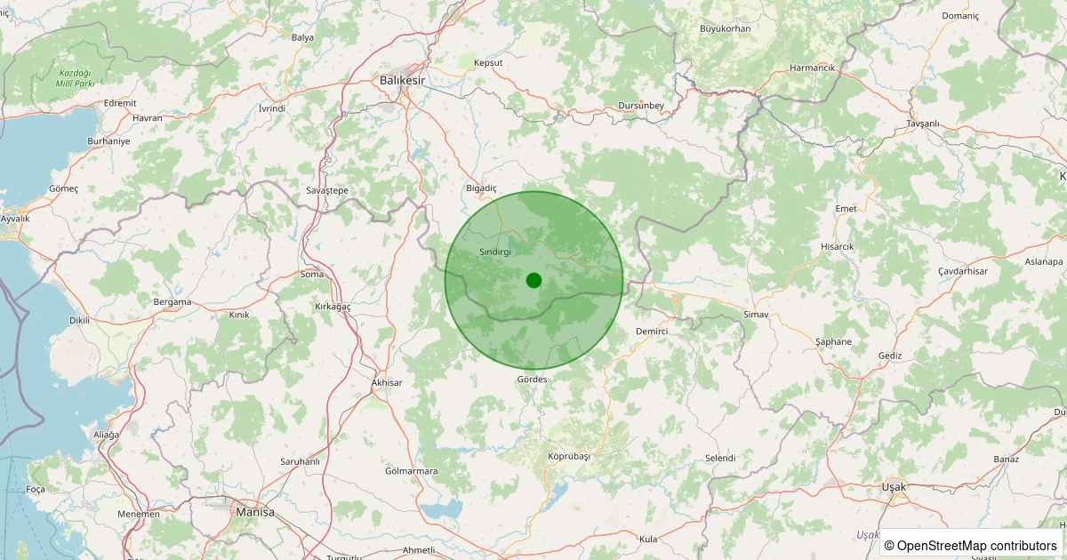 29 Ekim 2025 saat 09:54 - Sındırgı - Küçükdağdere - 1.50ml depreminin harita gösterimi