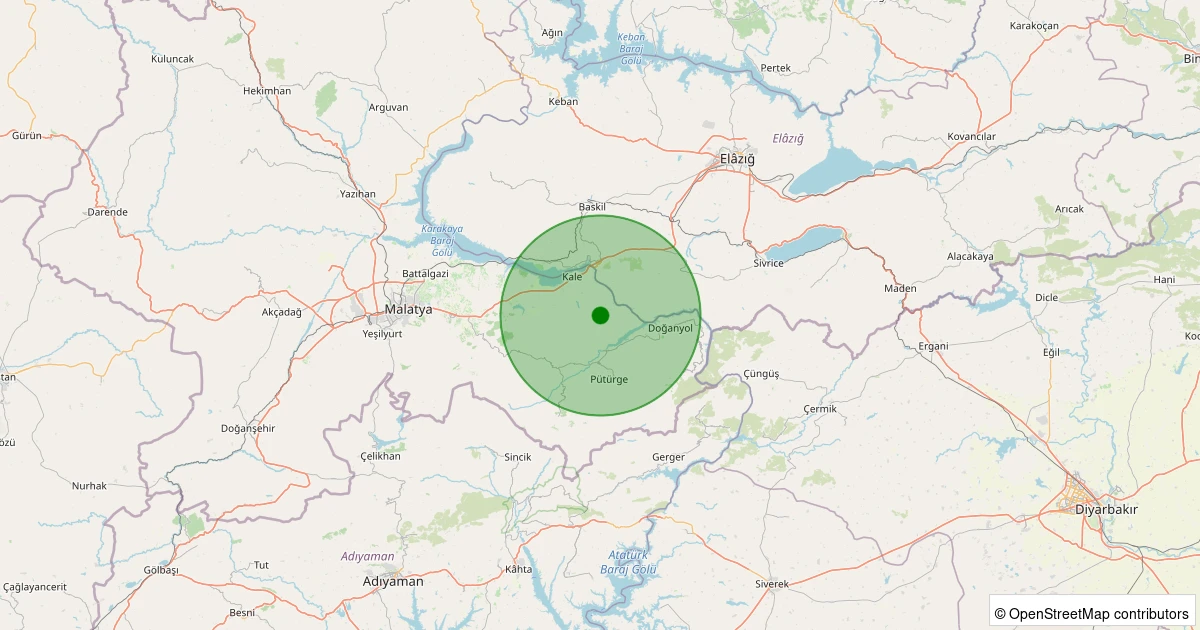 29 Ekim 2025 saat 11:25 - Kale - Uyanık Köyü - 1.10ml depreminin harita gösterimi