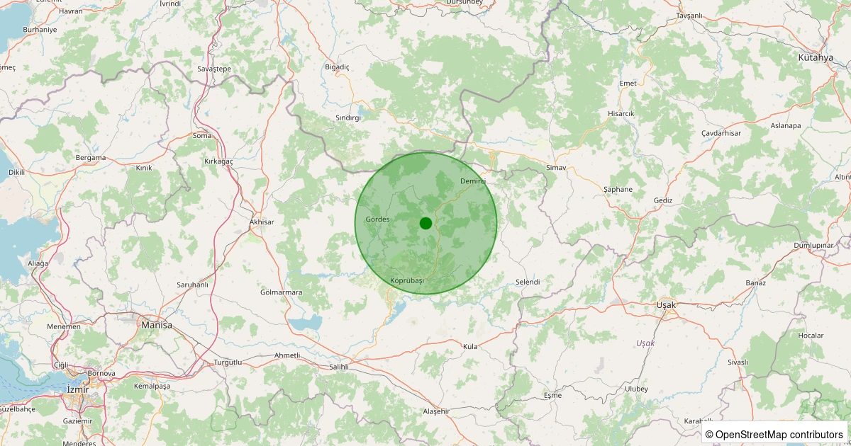 29 Ekim 2025 saat 12:46 - Demirci - Bayramşah - 1.90ml depreminin harita gösterimi