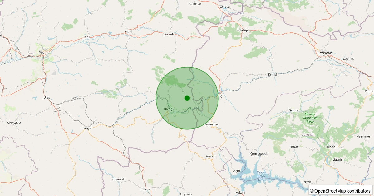 29 Ekim 2025 saat 15:07 - Divriği - Kesme Köyü - 1.60ml depreminin harita gösterimi