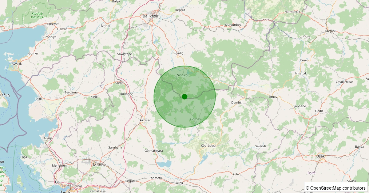 29 Ekim 2025 saat 15:37 - Sındırgı - Yüreğil/Yeni - 1.70ML depreminin harita gösterimi