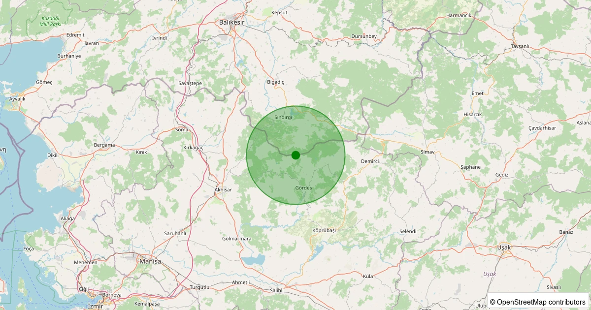 29 Ekim 2025 saat 23:21 - Gördes - Dutluca - 1.70ml depreminin harita gösterimi