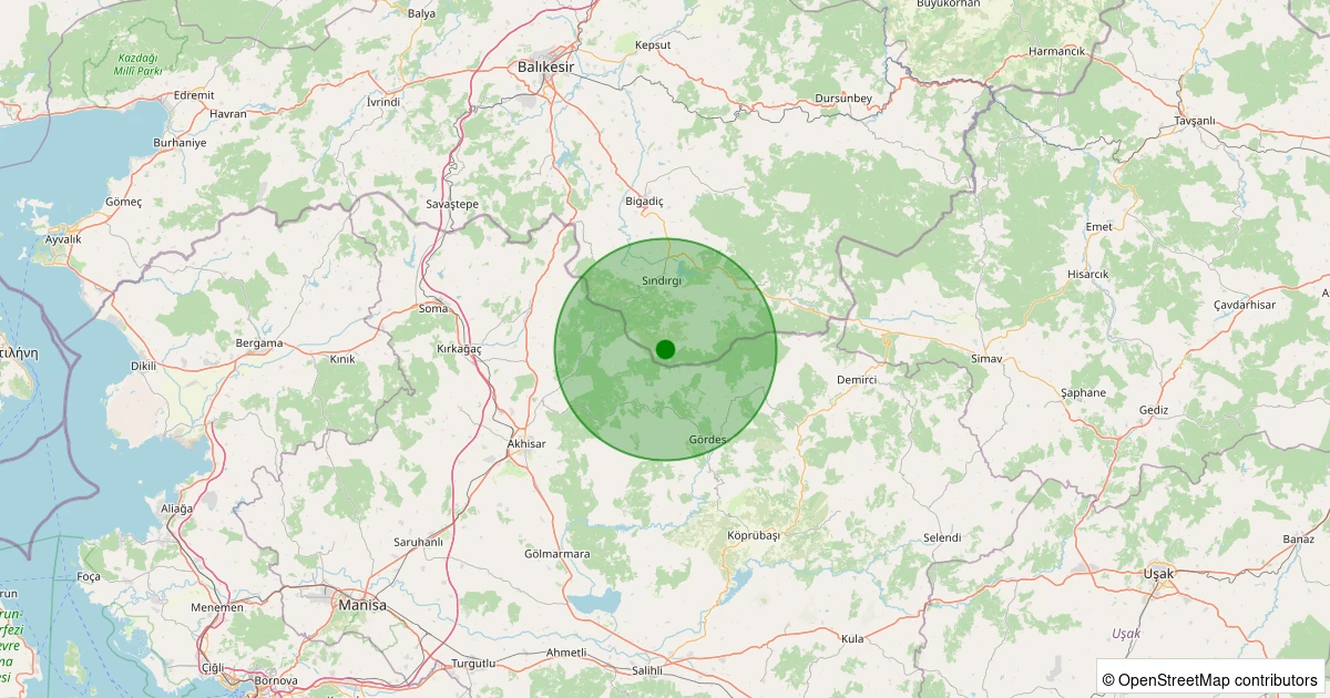30 Ekim 2025 saat 00:28 - Sındırgı - Kınık - 2.90ml depreminin harita gösterimi