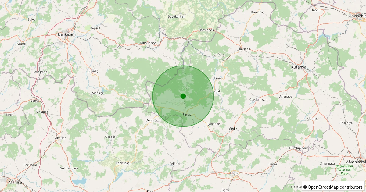07 Ekim 2025 saat 03:51 - Simav - Hamzabey - 1.20ml depreminin harita gösterimi