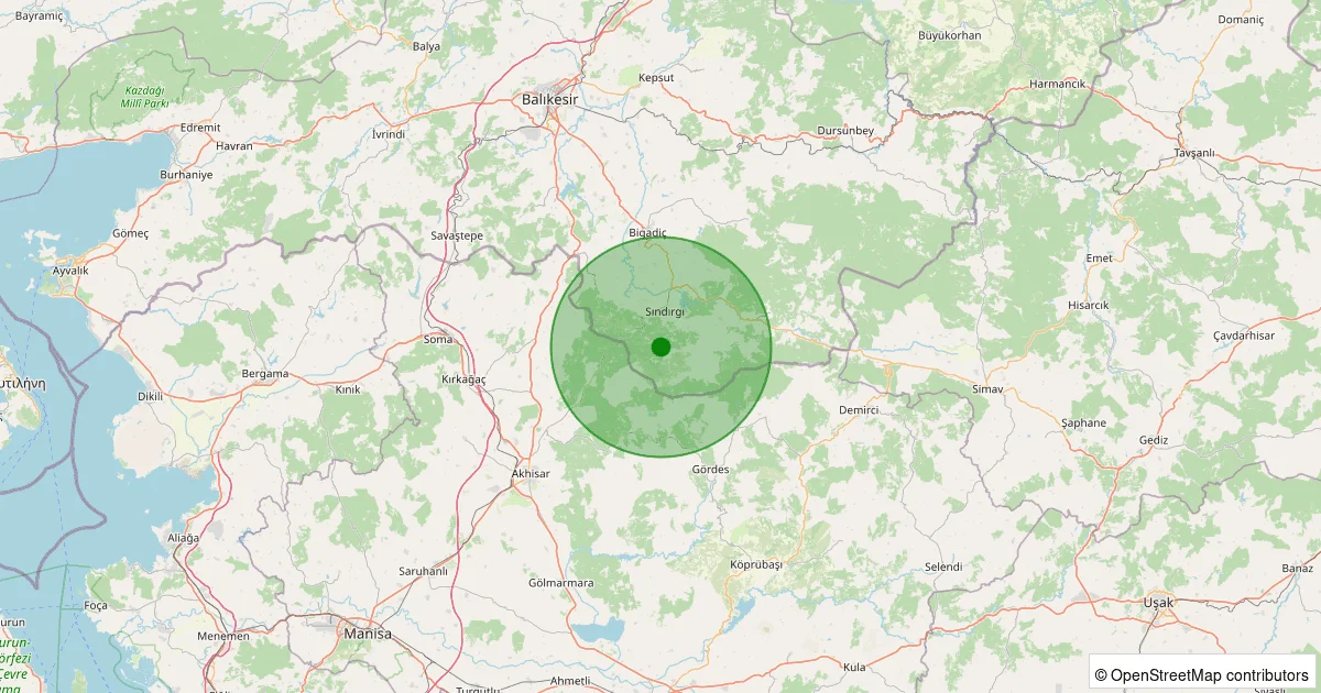 07 Ekim 2025 saat 03:06 - Sındırgı - Aktaş - 1.60ml depreminin harita gösterimi