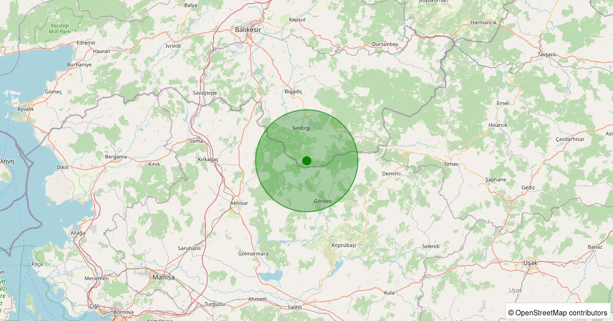 07 Ekim 2025 saat 02:49 - Sındırgı - Kınık - 1.40ml depreminin harita gösterimi
