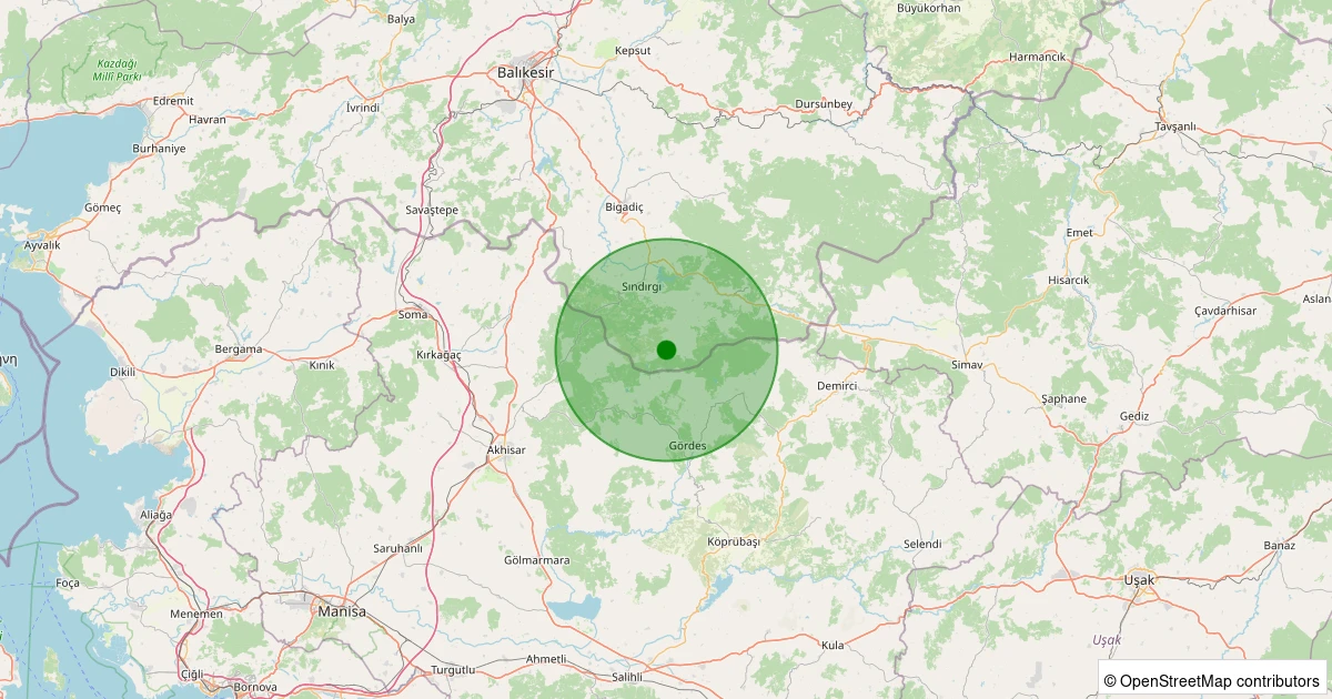 30 Ekim 2025 saat 02:22 - Sındırgı - 1.30ml depreminin harita gösterimi