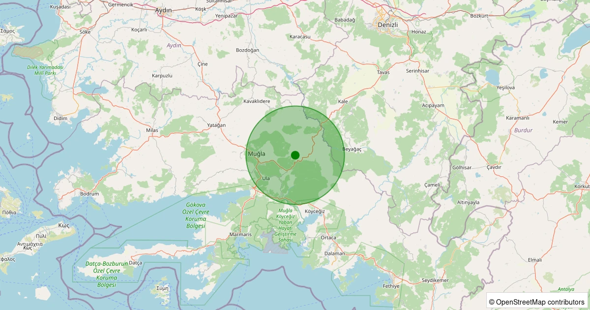30 Ekim 2025 saat 03:31 - Menteşe - Yemişendere - 1.30ml depreminin harita gösterimi