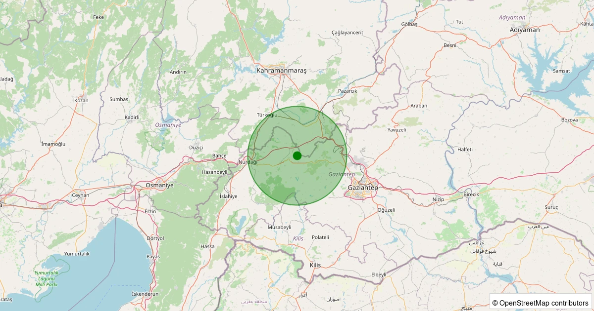 30 Ekim 2025 saat 11:49 - Şehitkamil - Atalar - 1.80ml depreminin harita gösterimi