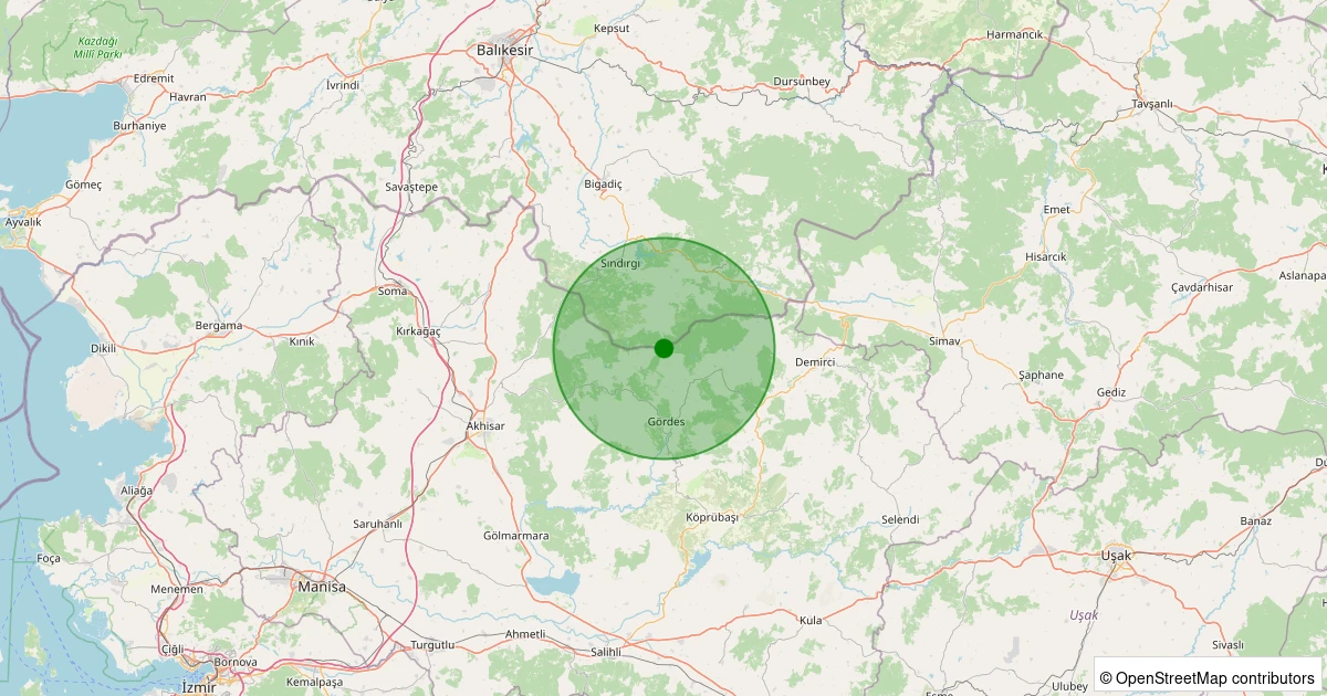 30 Ekim 2025 saat 11:14 - Gördes - 1.90ml depreminin harita gösterimi