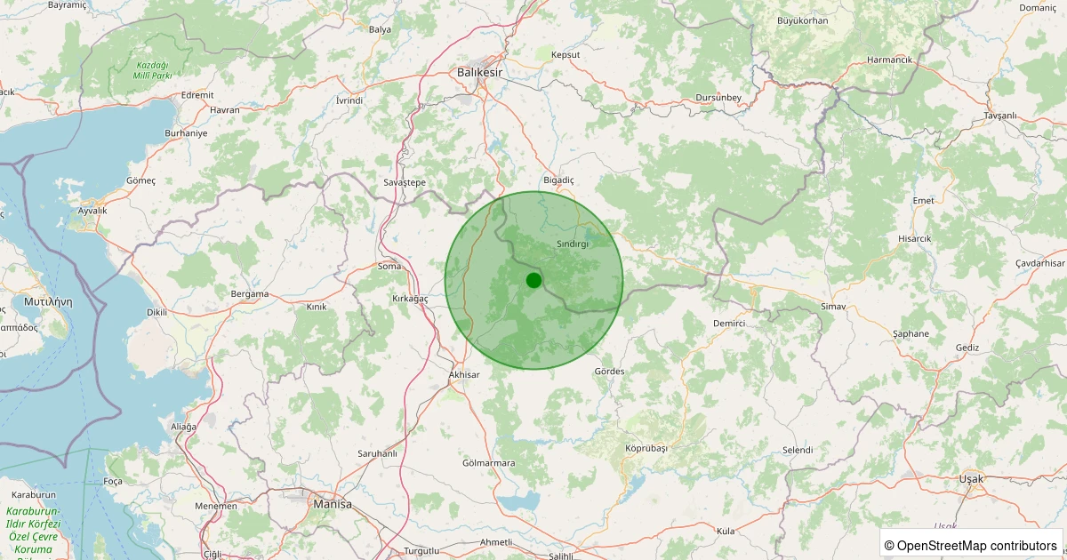30 Ekim 2025 saat 02:46 - Akhisar - 1.30ml depreminin harita gösterimi