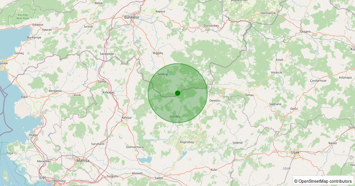 30 Ekim 2025 saat 02:15 - Sındırgı - Yüreğil/Merkez - 1.30ml depreminin harita gösterimi