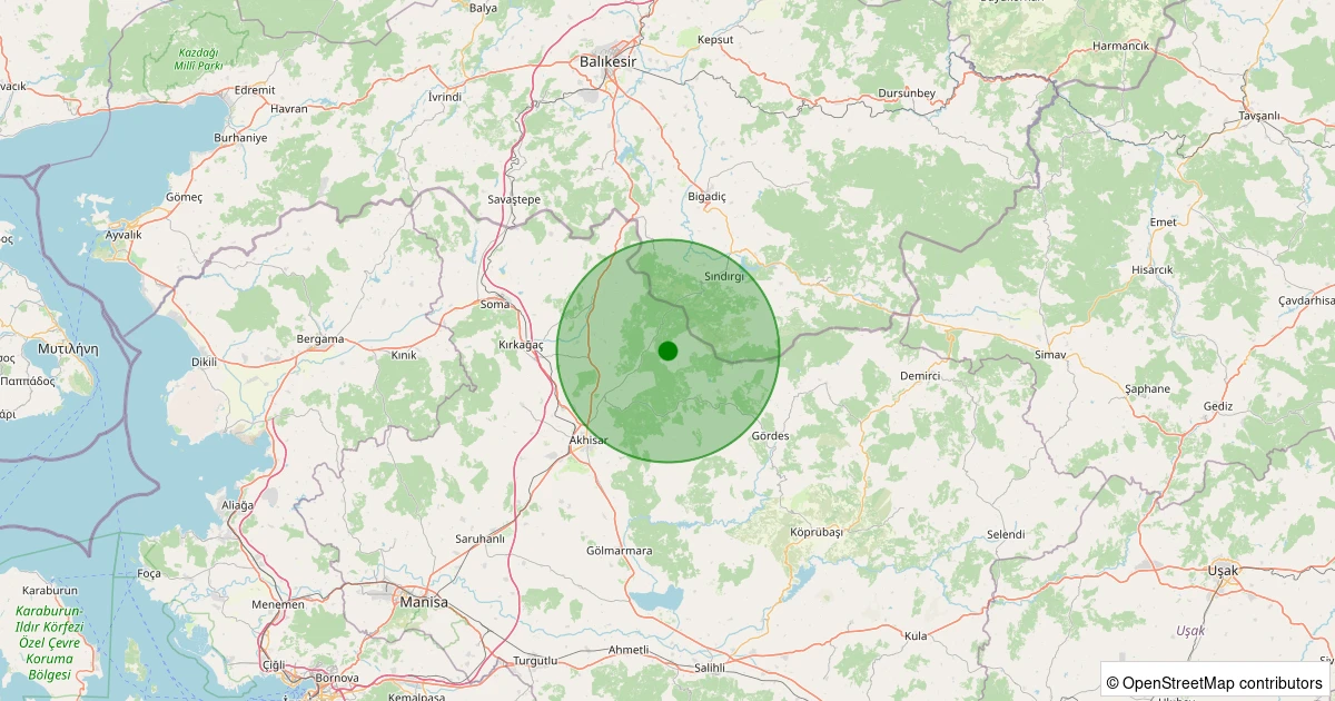30 Ekim 2025 saat 11:44 - Akhisar - Sağrakçı Köyü - 0.80ml depreminin harita gösterimi