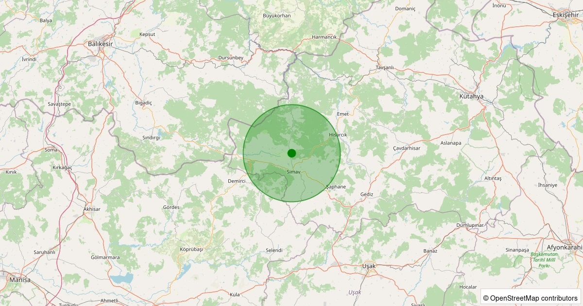 30 Ekim 2025 saat 16:19 - Simav - Naşa/Fatih - 1.10ml depreminin harita gösterimi