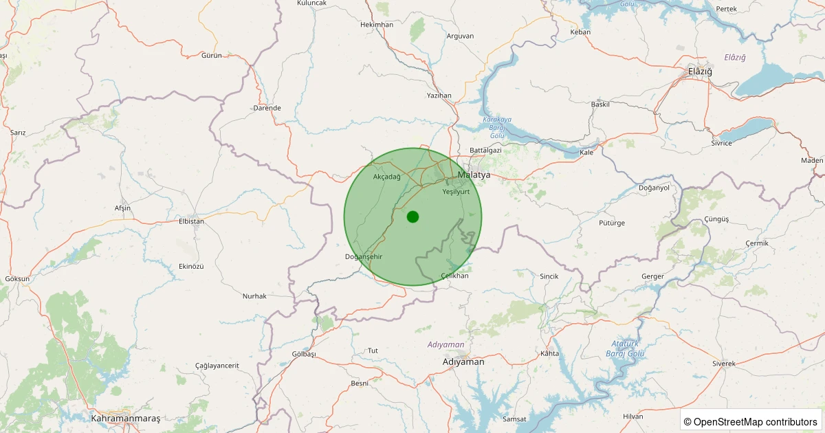 29 Ekim 2025 saat 21:13 - Yeşilyurt - Işıklı - 0.90ml depreminin harita gösterimi