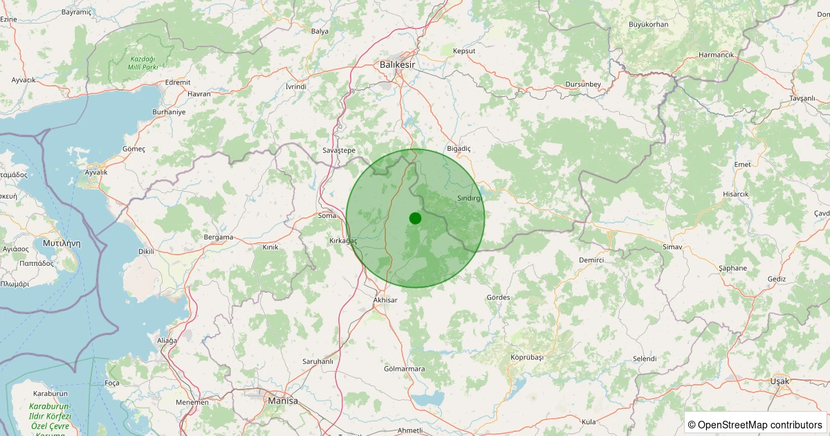 30 Ekim 2025 saat 21:21 - Akhisar - 2.00ml depreminin harita gösterimi