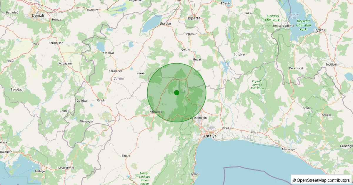 07 Ekim 2025 saat 13:33 - Korkuteli - Çaykenarı Köyü - 2.40ML depreminin harita gösterimi