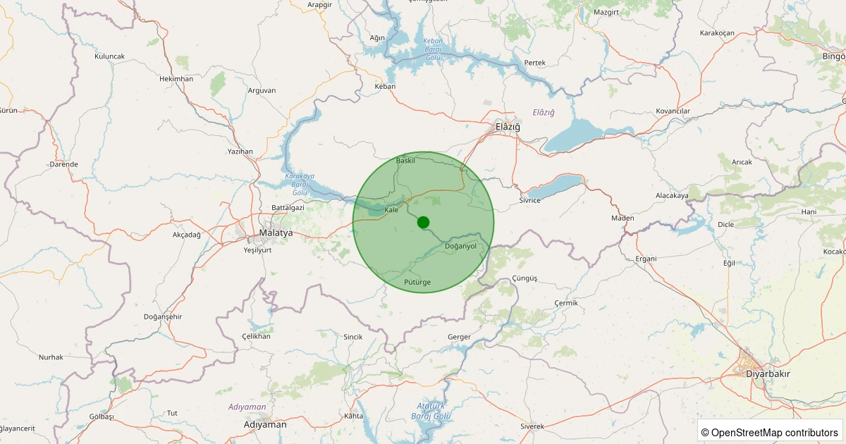 31 Ekim 2025 saat 00:02 - Sivrice - Kayabağları Köyü - 1.50ml depreminin harita gösterimi