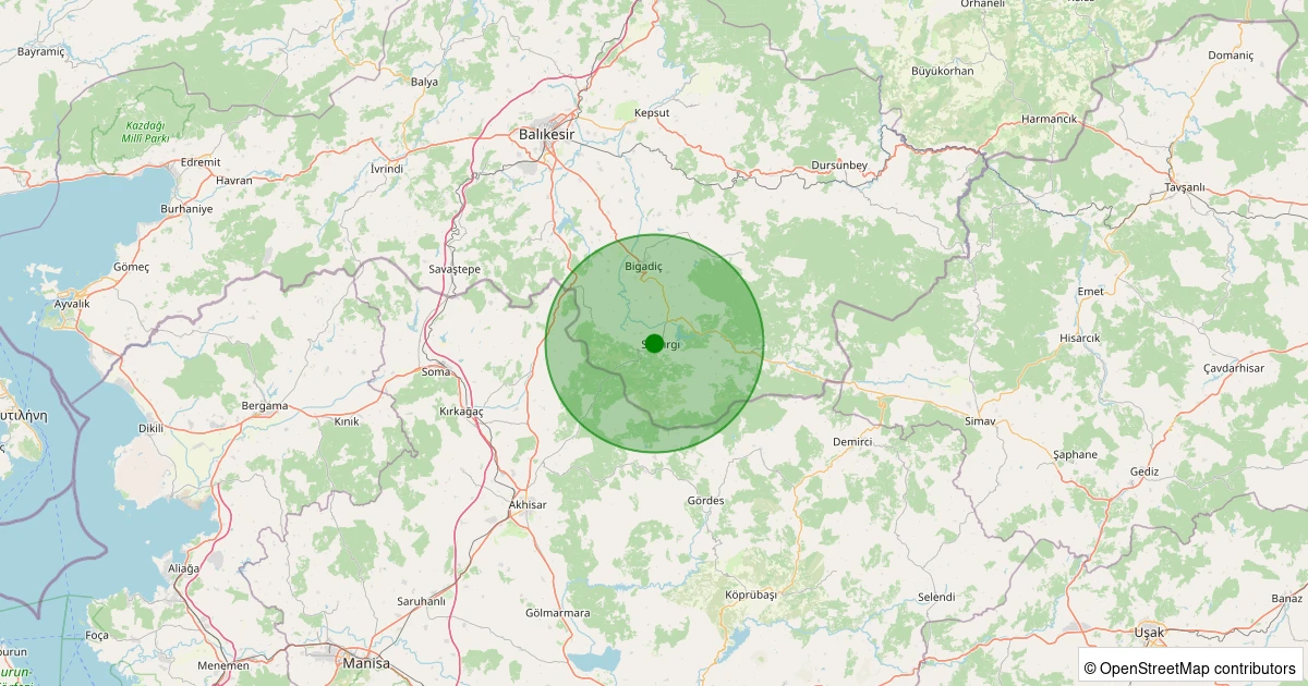 31 Ekim 2025 saat 00:37 - Sındırgı - 1.00ML depreminin harita gösterimi
