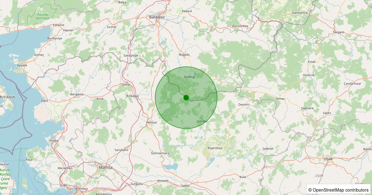 31 Ekim 2025 saat 06:00 - Sındırgı - 1.90ml depreminin harita gösterimi