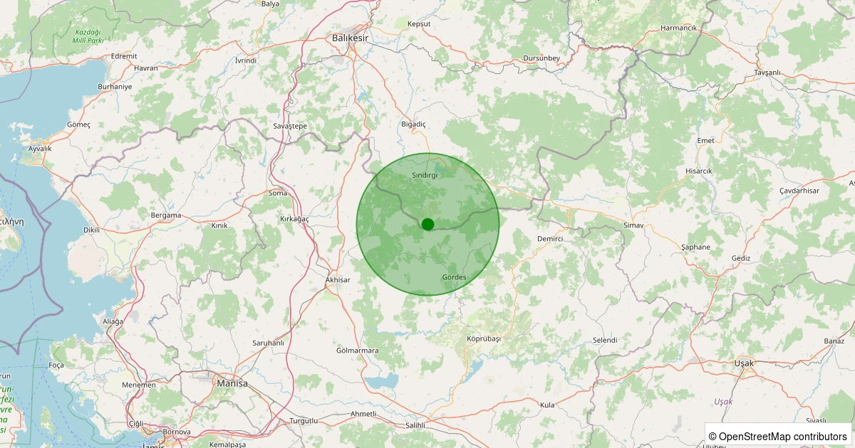 31 Ekim 2025 saat 05:48 - Sındırgı - Kınık - 1.60ml depreminin harita gösterimi