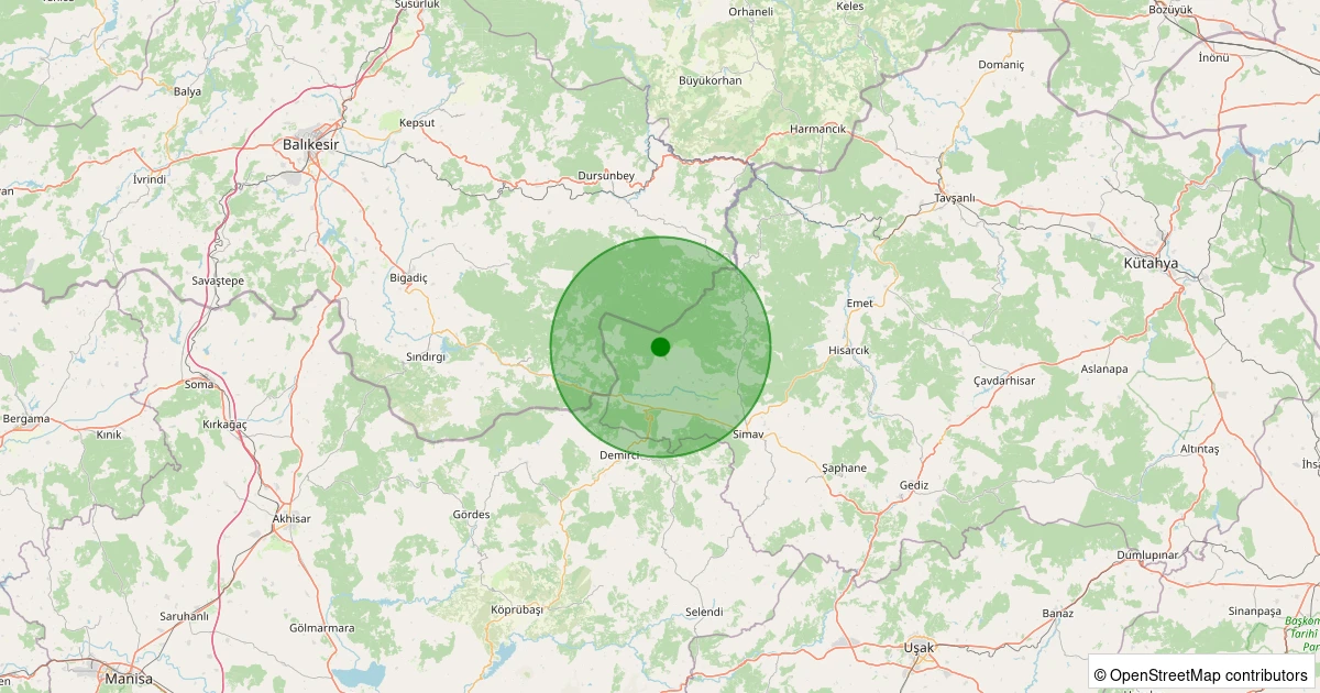 31 Ekim 2025 saat 07:58 - Simav - Kiçir Köyü - 1.80ml depreminin harita gösterimi