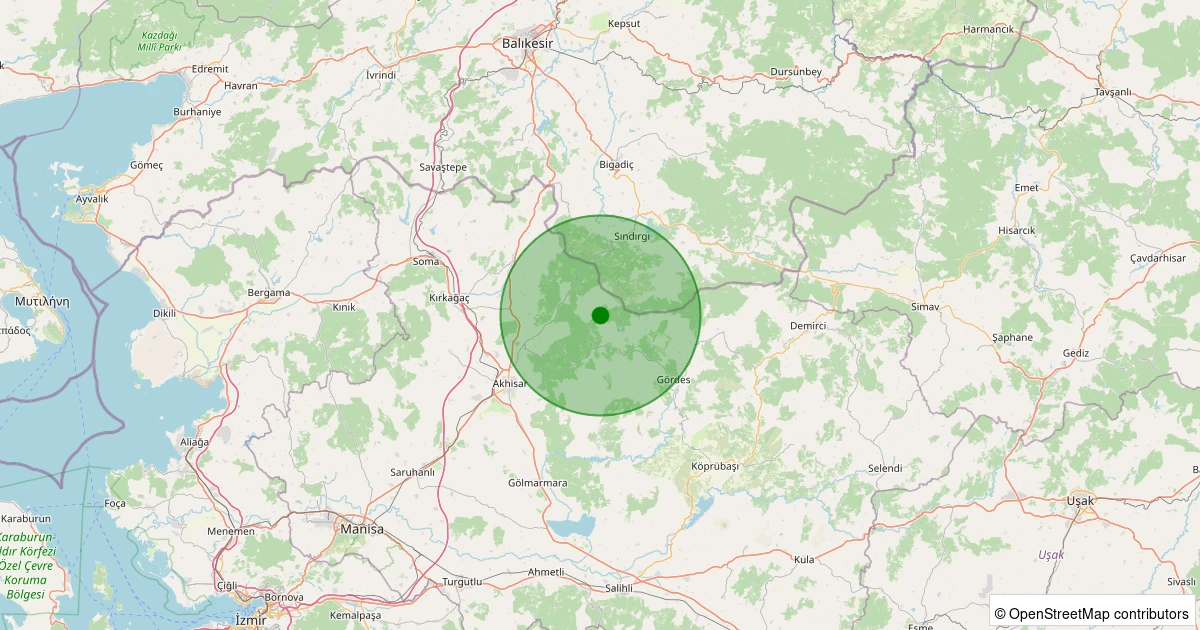 31 Ekim 2025 saat 01:21 - Akhisar - 1.20ml depreminin harita gösterimi