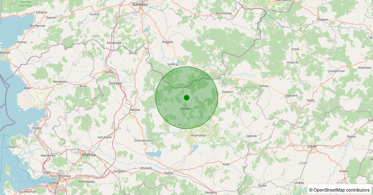 30 Ekim 2025 saat 23:35 - Gördes - Efendili - 1.60ml depreminin harita gösterimi