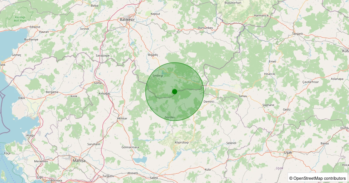 30 Ekim 2025 saat 21:05 - Gördes - Kobaklar - 1.20ml depreminin harita gösterimi