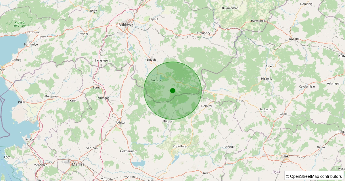 31 Ekim 2025 saat 08:53 - Sındırgı - Küçükdağdere - 1.40ml depreminin harita gösterimi