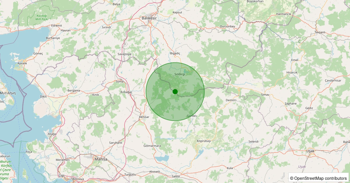 31 Ekim 2025 saat 10:47 - Sındırgı - 1.70ml depreminin harita gösterimi