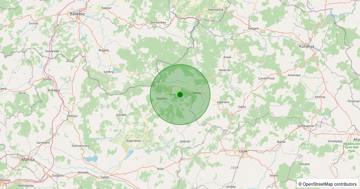 31 Ekim 2025 saat 10:49 - Demirci - Karğınışıklar - 1.60ml depreminin harita gösterimi