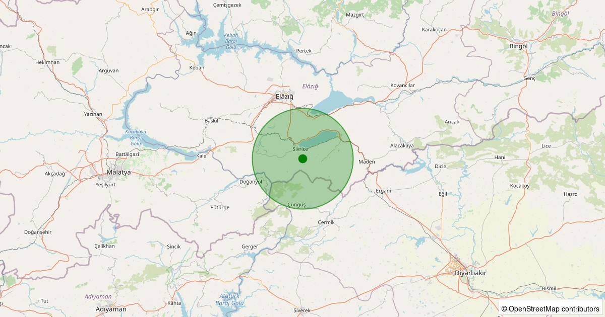 31 Ekim 2025 saat 11:45 - Sivrice - Karaçalı Köyü - 1.50ml depreminin harita gösterimi