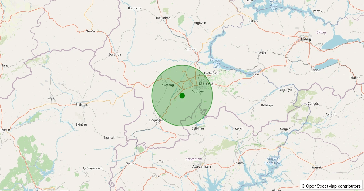 31 Ekim 2025 saat 11:59 - Yeşilyurt - Cafana - 1.30ml depreminin harita gösterimi