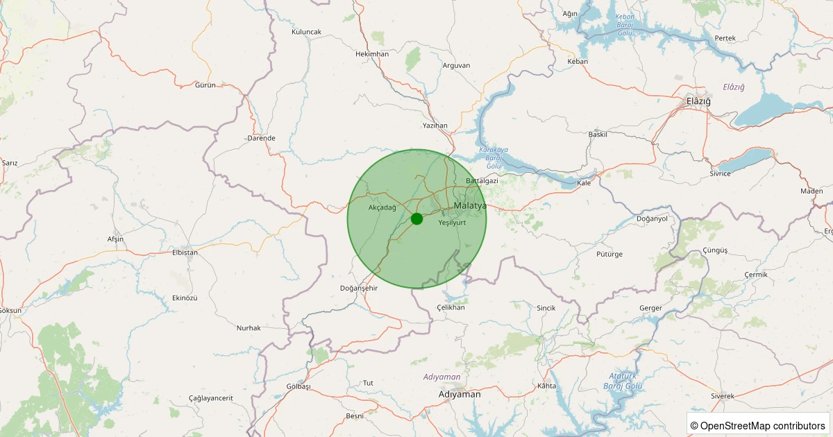 31 Ekim 2025 saat 12:22 - Yeşilyurt - Cafana - 1.30ml depreminin harita gösterimi