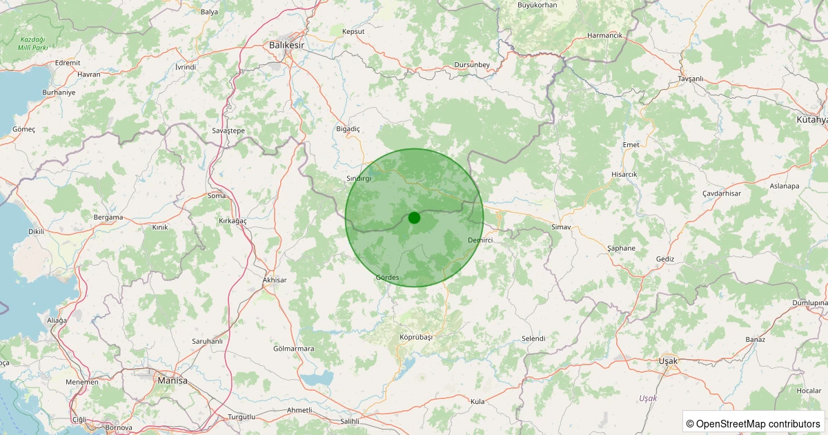 31 Ekim 2025 saat 12:38 - Gördes - Kobaklar - 1.60ml depreminin harita gösterimi