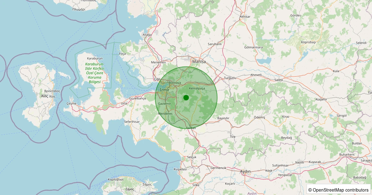 31 Ekim 2025 saat 14:07 - Buca - Kaynaklar Köyü - 1.40ml depreminin harita gösterimi