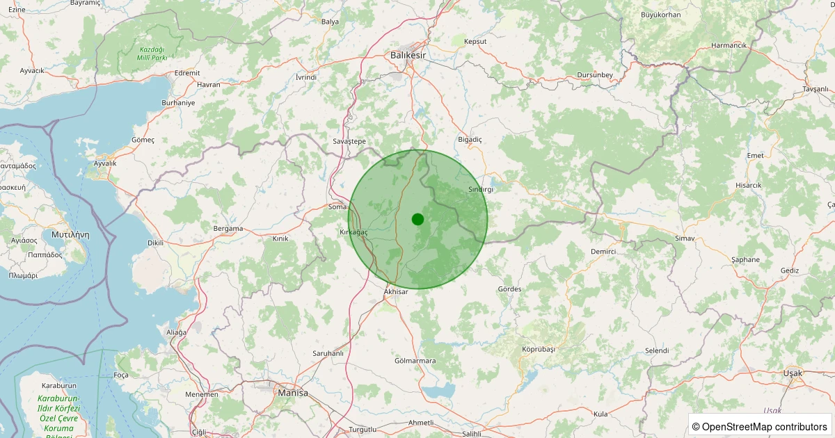 31 Ekim 2025 saat 15:28 - Akhisar - Yaykın Köyü - 1.20ml depreminin harita gösterimi