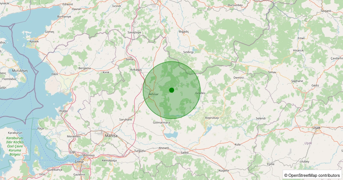 31 Ekim 2025 saat 17:15 - Akhisar - Sarnıç Köyü - 1.20ml depreminin harita gösterimi