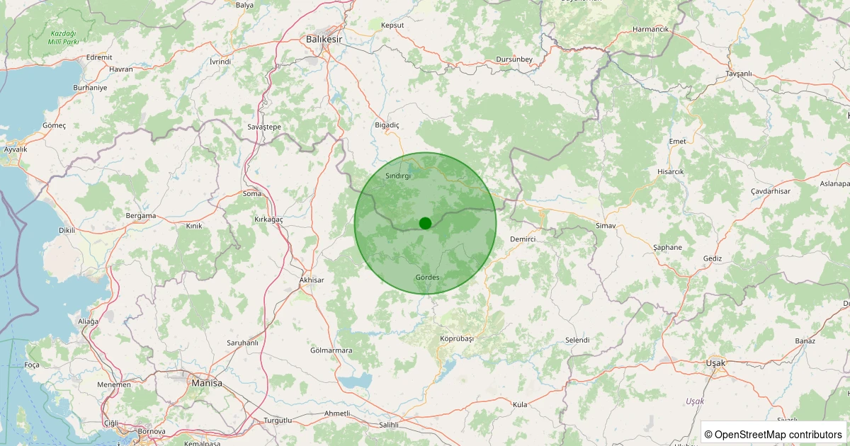 31 Ekim 2025 saat 19:28 - Sındırgı - Yüreğil/Yeni - 1.90ml depreminin harita gösterimi